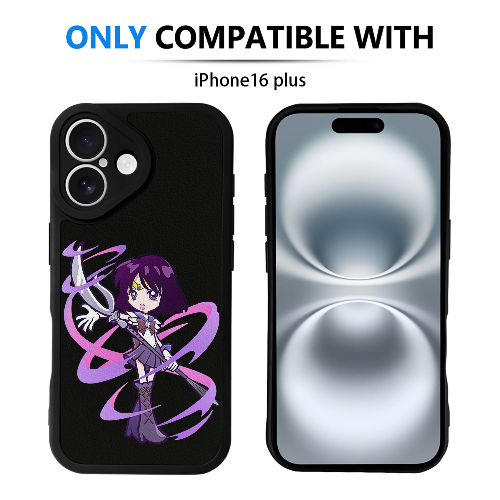 （画像用） 美少女戦士セーラームーン 土萠ほたる Sailor Moon Tomoe Hotaru （セーラーサターン；Sailor Saturn） 【iPhone 16シリーズ対応】シリコンスマホケース（レザー調） 材質：シリコン